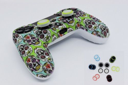 Funda Silicona Protector Joystick Analogo Ps4 Calavera Verde