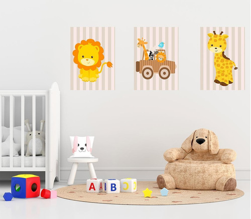 Kit de 3 cuadrantes decorativos Safari Baby de 30 x 20 cm