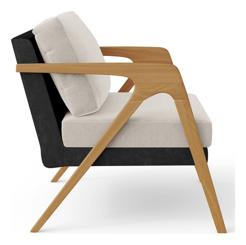 Poltrona Decorativa Pietra Couríssimo Preto Linho Cru Desenho Do Tecido Liso