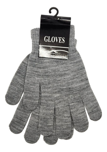 Guantes De Lana Acrilico Invierno Mujer Hombre Colores Lisos Gris Liso