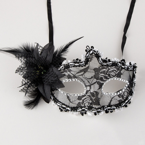 Máscara De Mascarada Con Flores Laterales, Máscara De Mardi
