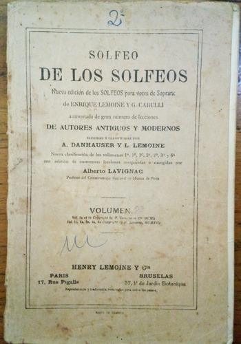 Libro Solfeo De Los Solfeos 2 B - Lemoine Carulli - 1941