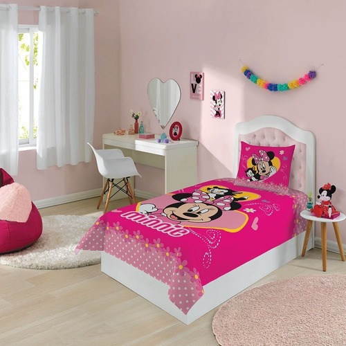 Jogo De Cama Lençol Infantil Menina Minnie 2 Peças Lepper