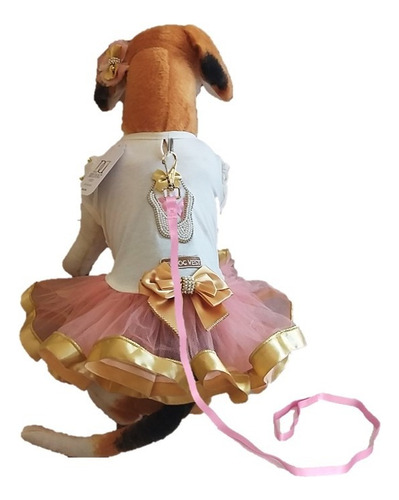 Roupinha Cachorro Vestido Bailarina Pérolas Tule Sapatilha