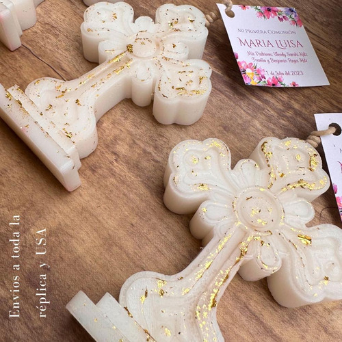 10 Velas Forma De Cruz Vintage Aromáticas Para Bautizo