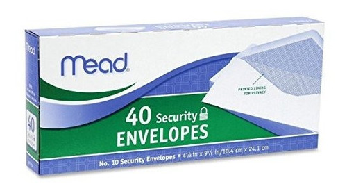 Mead Seguridad Sobre, 4 1-8 X 9 1-2, 20 Lb, Blanco, 40 - Caj