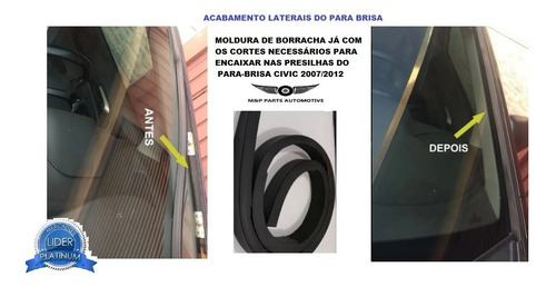 Imagem 2 de 3 de Par Friso Borracha Já Moldado P/ Honda New Civic