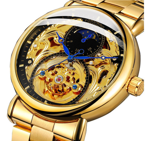 Reloj Automático Esqueleto Tourbillon Mecánico Relojes Oro