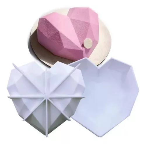 Molde Silicona Corazon Diamante 3d Grande Tortas