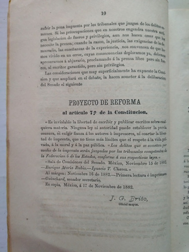 Libertad De Imprenta, Discursos Ignacio Romero Vargas 1882 (Usado)