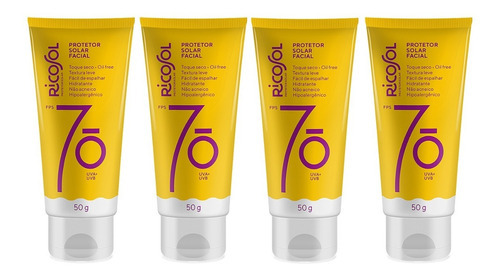 Protetor Solar Facial Toque Seco Ricosol Fps70 50g Kit 4und
