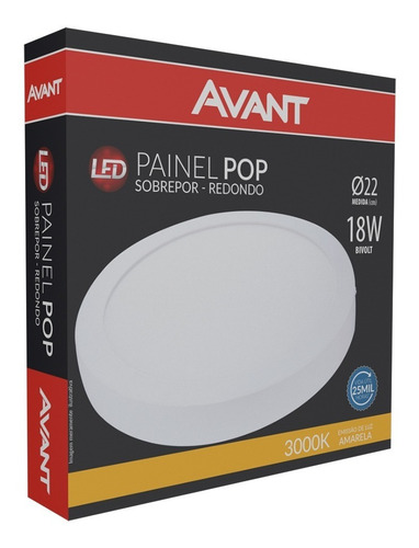Imagem 3 de 5 de Painel Plafon Led Amarelo 18w Sobrepor Redondo 22cm
