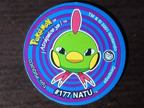 Tazo De Pokemón 3 #177 Natu Con Sticker Sin Despegar (: (Usado)