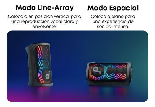 Bocina Bluetooth Soundcore Rave 3S 160 w Con Karaoke 2 Micrófonos Eliminación de Voz Ai Reverb Luces Led y 12h Batería Portátil Para Casa O Jardín Color Negro