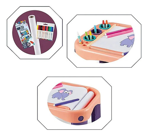 Mesa Pizarra Para Niños - Con 24 Lápiz De Color Y Papel