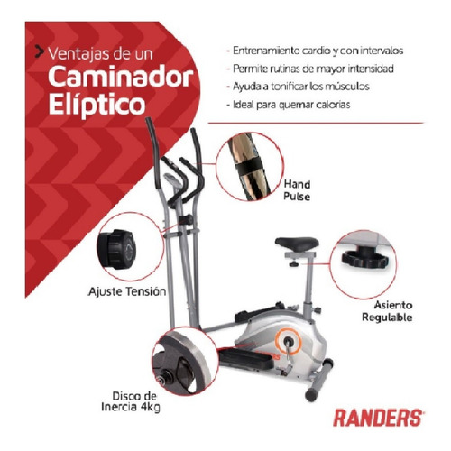 Imagen 6 de 10 de Caminador Elíptico Arg-1939 Randers + Mini Bike Jy 8207