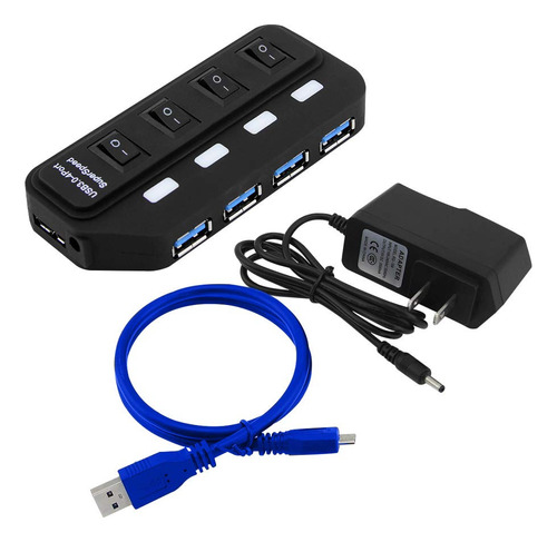 4 Puerto Usb 3.0 Hub Portatil Multi Alta Velocidad 1.7 Pie 5