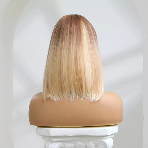 Peluca Rubia Corta Para Mujer, Parte De Peluca Bob Hetero
