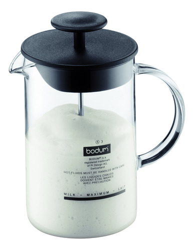 Bodum Latteo Espumador De Leche Manual, 8 Onzas, Color Negr.