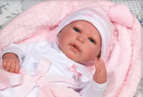 Boneca Bebê Reborn Com Manta Baby Brink