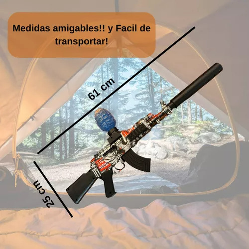 Pistola Arma Hidrogel Ak47 Bolas De Gel Automtica Electrica Rojo