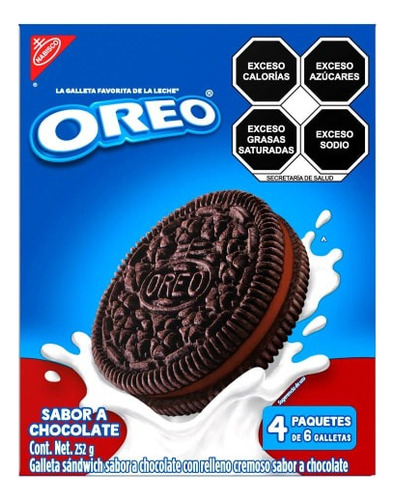 5 Pzas Galletas Oreo Chocolate 252 G