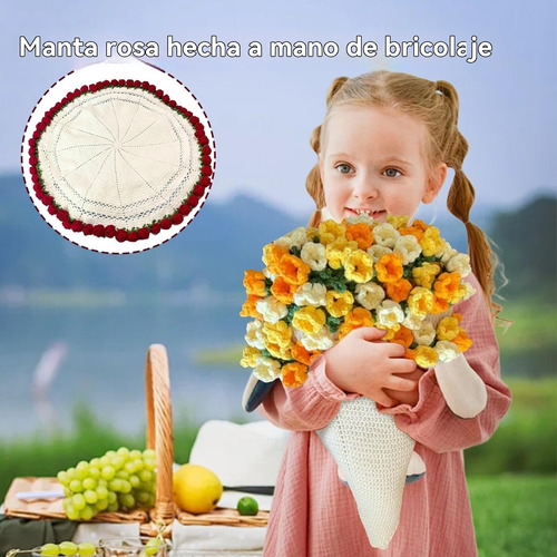 Cj Manta De Rosas Hecha A Mano, Ramo De Crochet