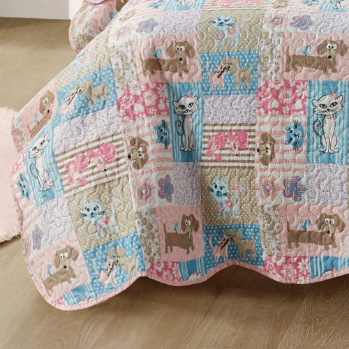 Colcha Solteiro Pets Studio Mix C/ Porta Trav Corttex