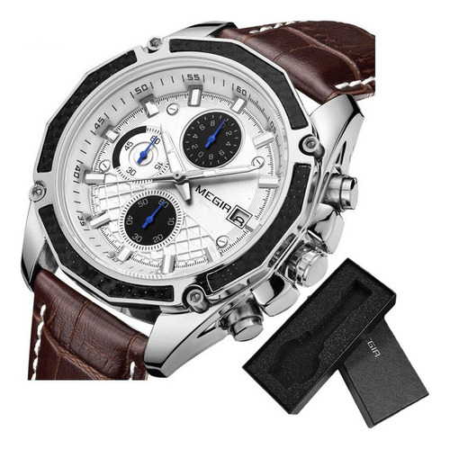 Reloj Deportivo Megir Leather Chronograph A La Moda