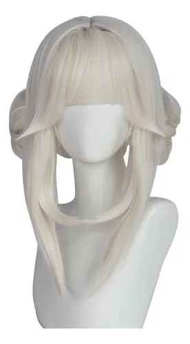 .1 Peluca Larga Recta De Conejo Blanco Platino For Cosplay