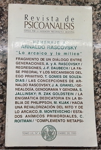 Rev. De Psicoanálisis,  Homenaje A Arnaldo  Rascovsky 