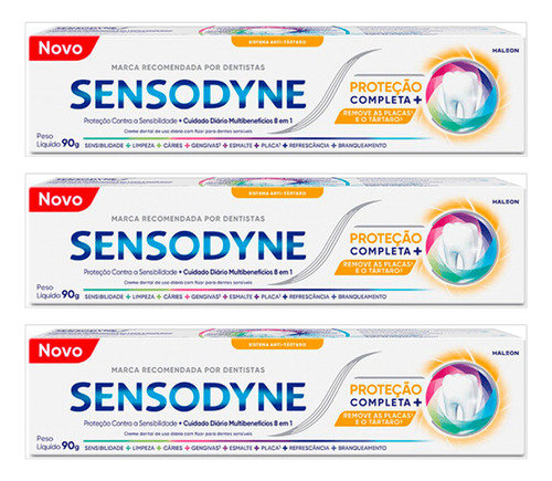 Kit 3 Un Sensodyne Proteção Clareadora + Ação Clareadora 90g