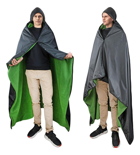 Manta Impermeable Para Exteriores, Poncho De Manta Con Capuc