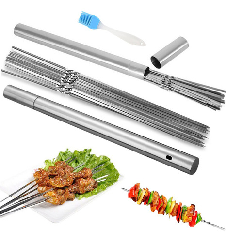 Pinchos Para Barbacoa De Acero Inoxidable Brochetas 100 Pcs