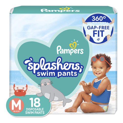 Pampers Splashers - Paales De Natacin Talla M, 18 Unidades