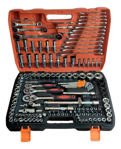 Set Caja Dados Herramienta 150 Pza Ratchet 1/2 1/4 Y 3/8puLG