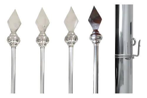 4 Mastros 2mts E 4 Ponteiras Em Aluminio Para Bandeiras Liso