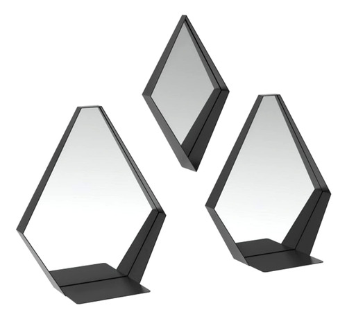3 Espejo Decorativo Pared Diseño Geometrico Acero Real