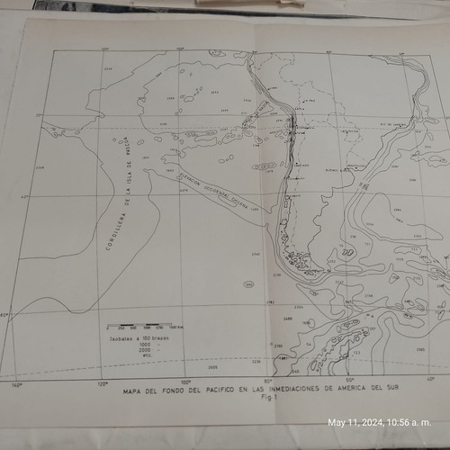 Mapa Del Fondo Del Océano Pacifico América Del Sur 1965