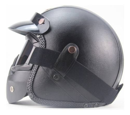 Casco De Motocicleta Retro De Cara Completa Con Máscara De G