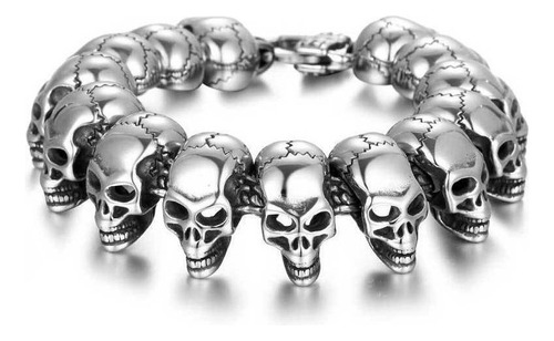 Pulsera De Acero Titanio Calavera Pulsera De 23cm