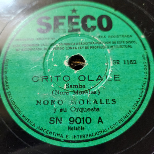 Pasta Noro Morales Y Su Orquesta Seeco C619