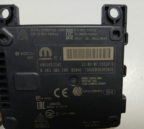 Sensor Radar Crusero Dodge Durango 21 Al 24 68616131 Ac (Usado)