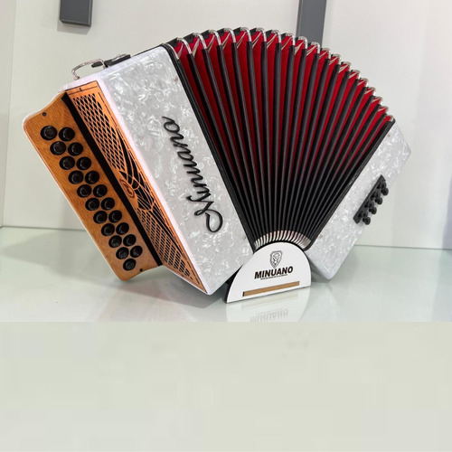 Acordeon 8 Baixos Minuano 8/21 Branca Revestida Celuloide