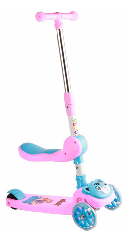 Scooter De 3 Ruedas Plegable Altura Ajustable Luces De Rueda