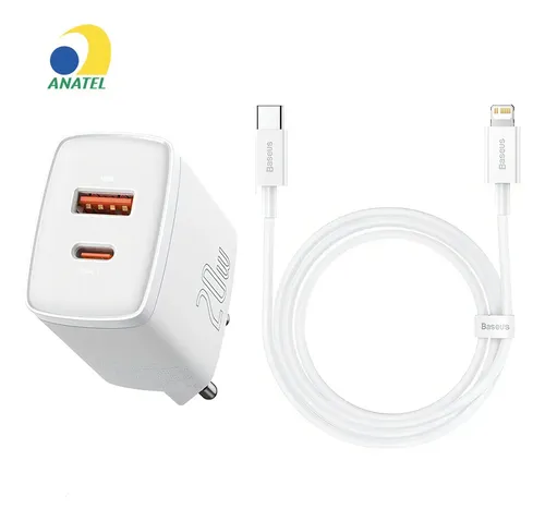 Carregador Turbo 20w Baseus Para iPhone 13 12 11 Cabo 1m