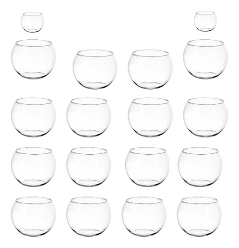 24 Vasos Aquários 800 Ml Vidro Transparente Betta Peixe Deco