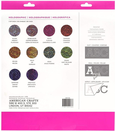 Paquete De 20 Hojas Vinyl Brillante Adhesivo Holografico