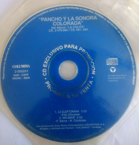 Pancho Y La Sonora Colorada La Cleptomanía Cd Promo Original