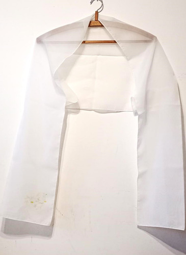 Liquido Chalina Pañuelo Chador Voile Pintado A Mano Impecabl Blanco Liso Con Detalle De Flores Pintadas A Mano Único (Usado)